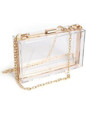 Clear Acrylic Crossbody Clutch Purse for Women - Stadium Approved Evening Bag